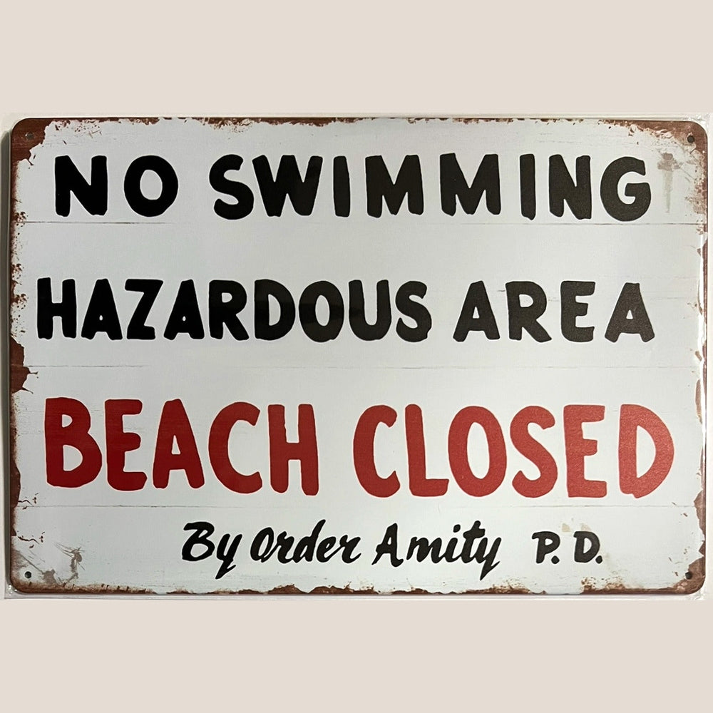 No Swimming Beach Closed By Order Amity P. D. metal sign 12" x 8" Wall Art Home & Garden:Home Décor:Plaques & Signs Style Your Walls